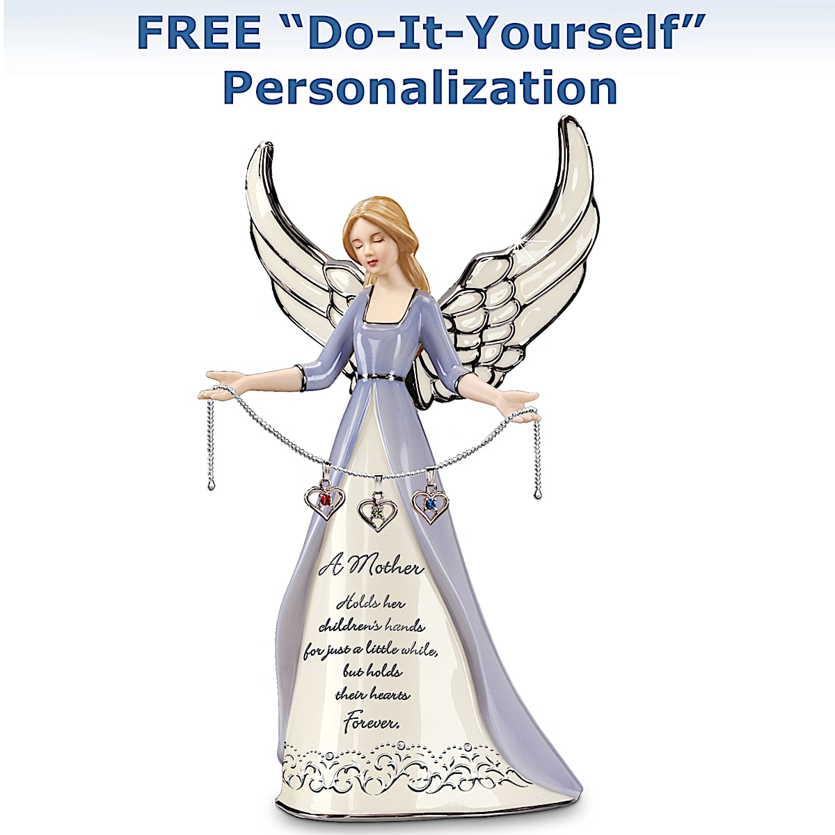 The Bradford Exchange A Mother s Heart Birthstone Charm Angel Figurine Personalized Gift for Moms 7.75 inches