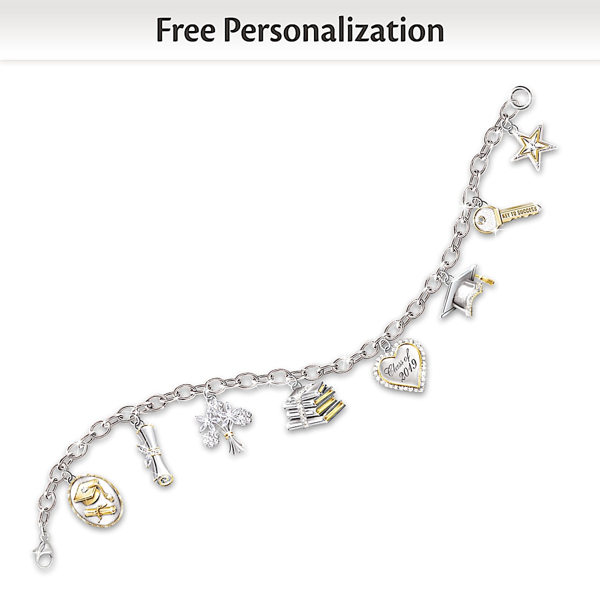 Gold graduation charms for bracelets deals