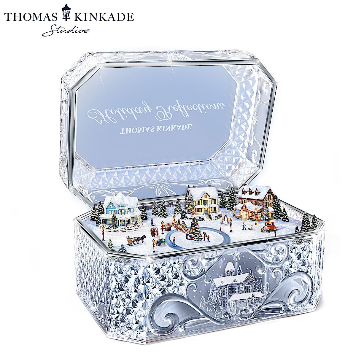 Thomas Kinkade Holiday Reflections Crystal Music Box