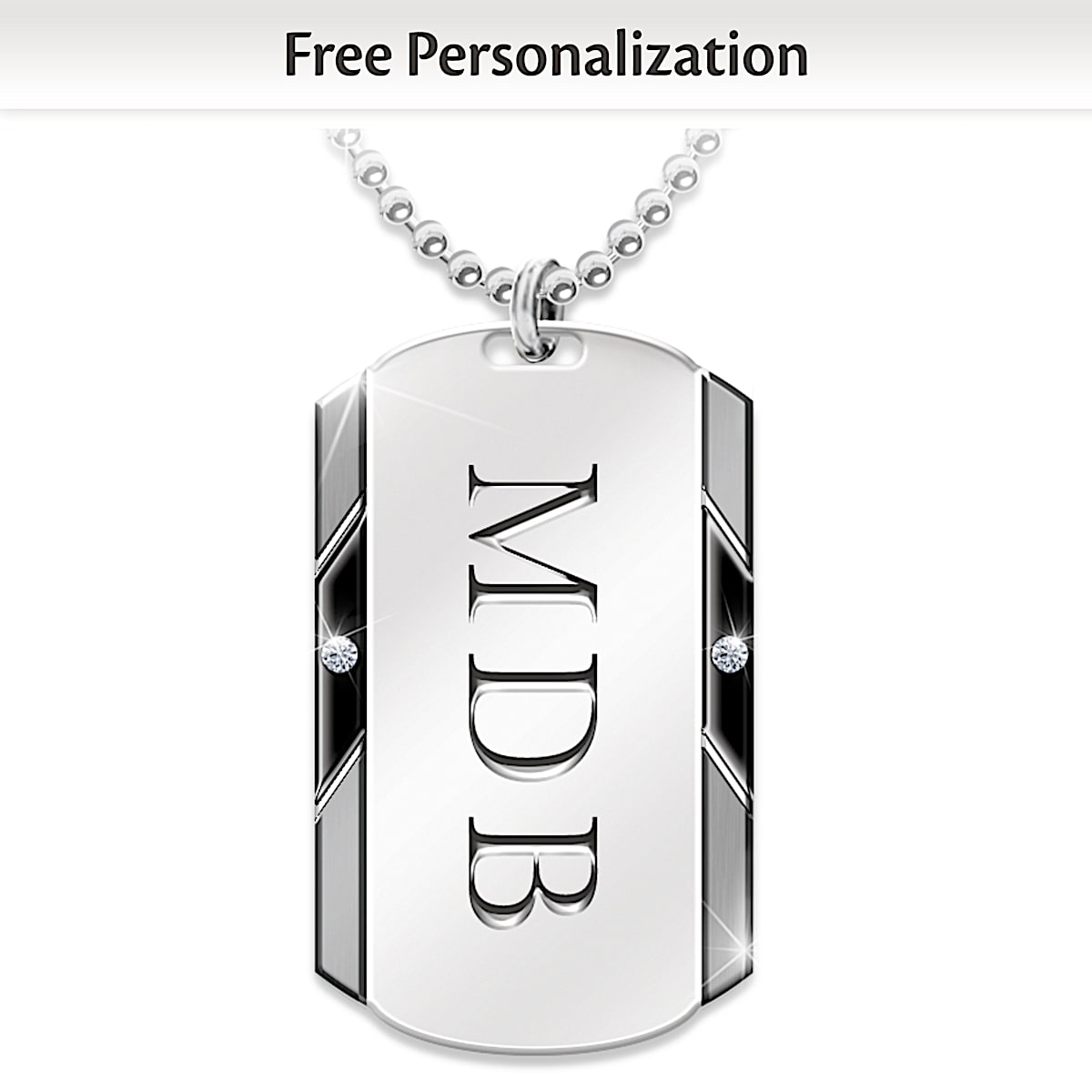 Diamond Engraved Dog Tags - Stainless Steel