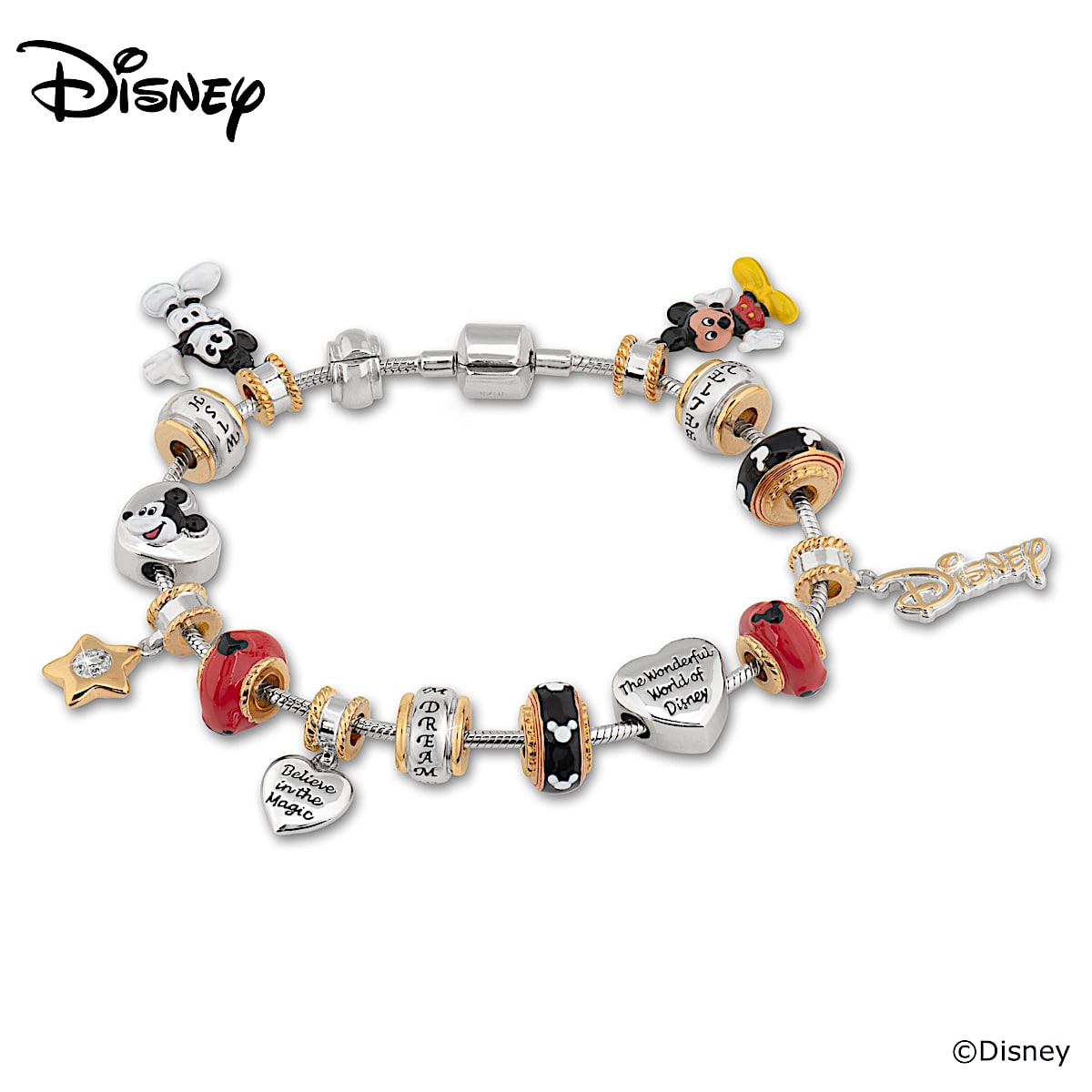My Favorite Beads 143192PMM293 Mickey Mouse Charm Bracelet - Walmart.com