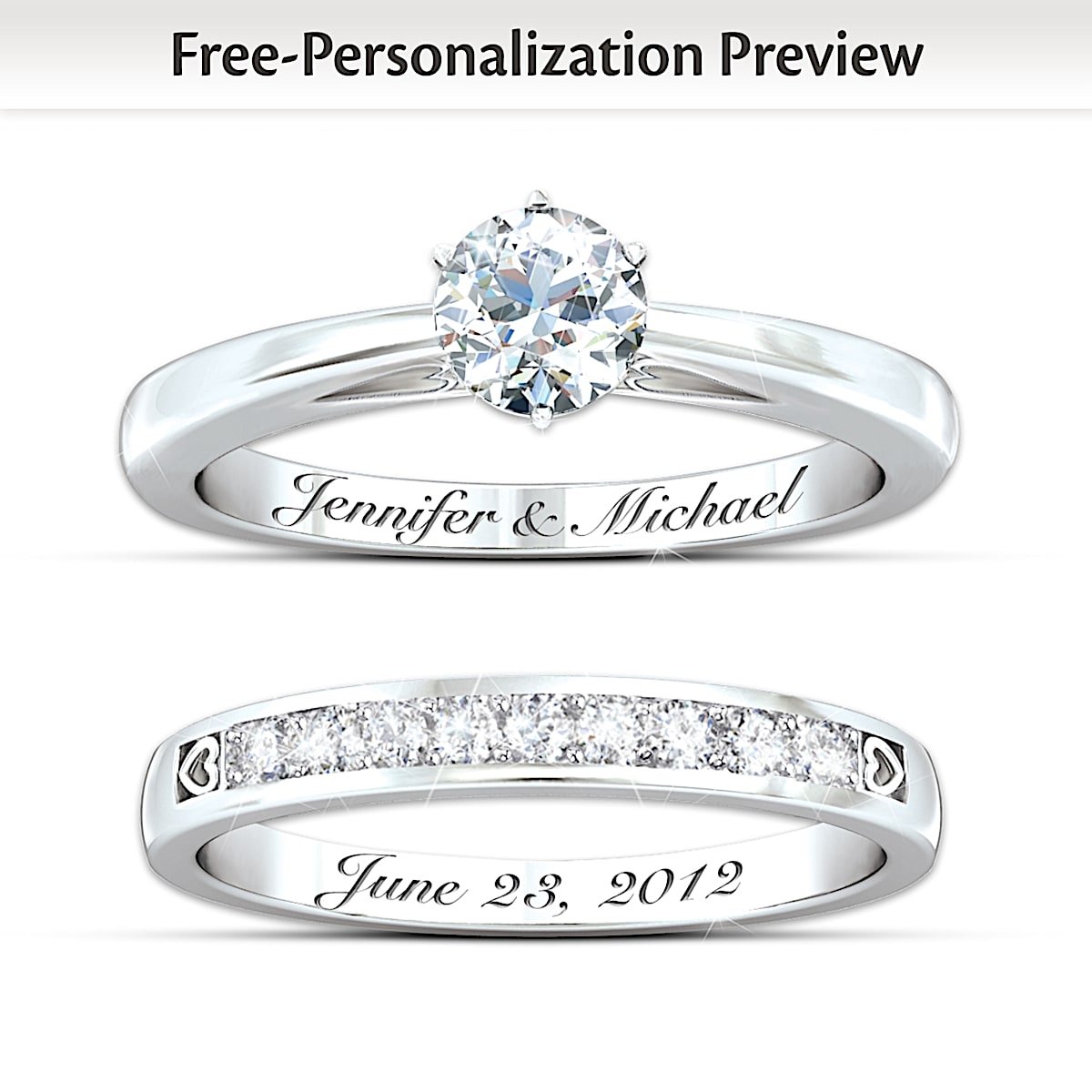 Personalized Womens Diamond Bridal Ring Set Our Forever Love