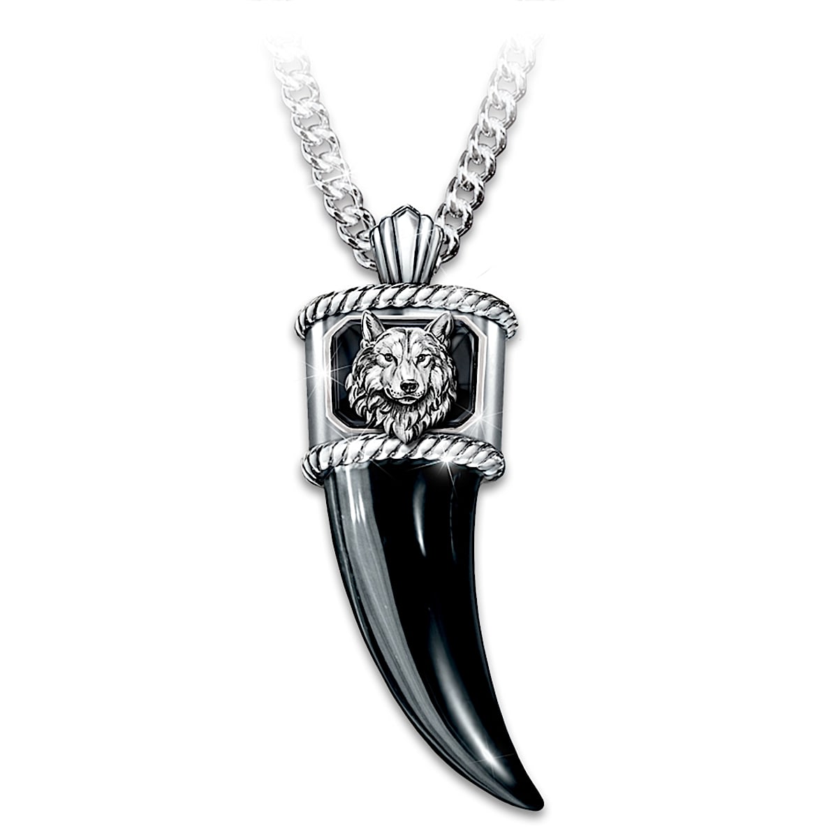 Mens Pendant Necklace Lone Wolf