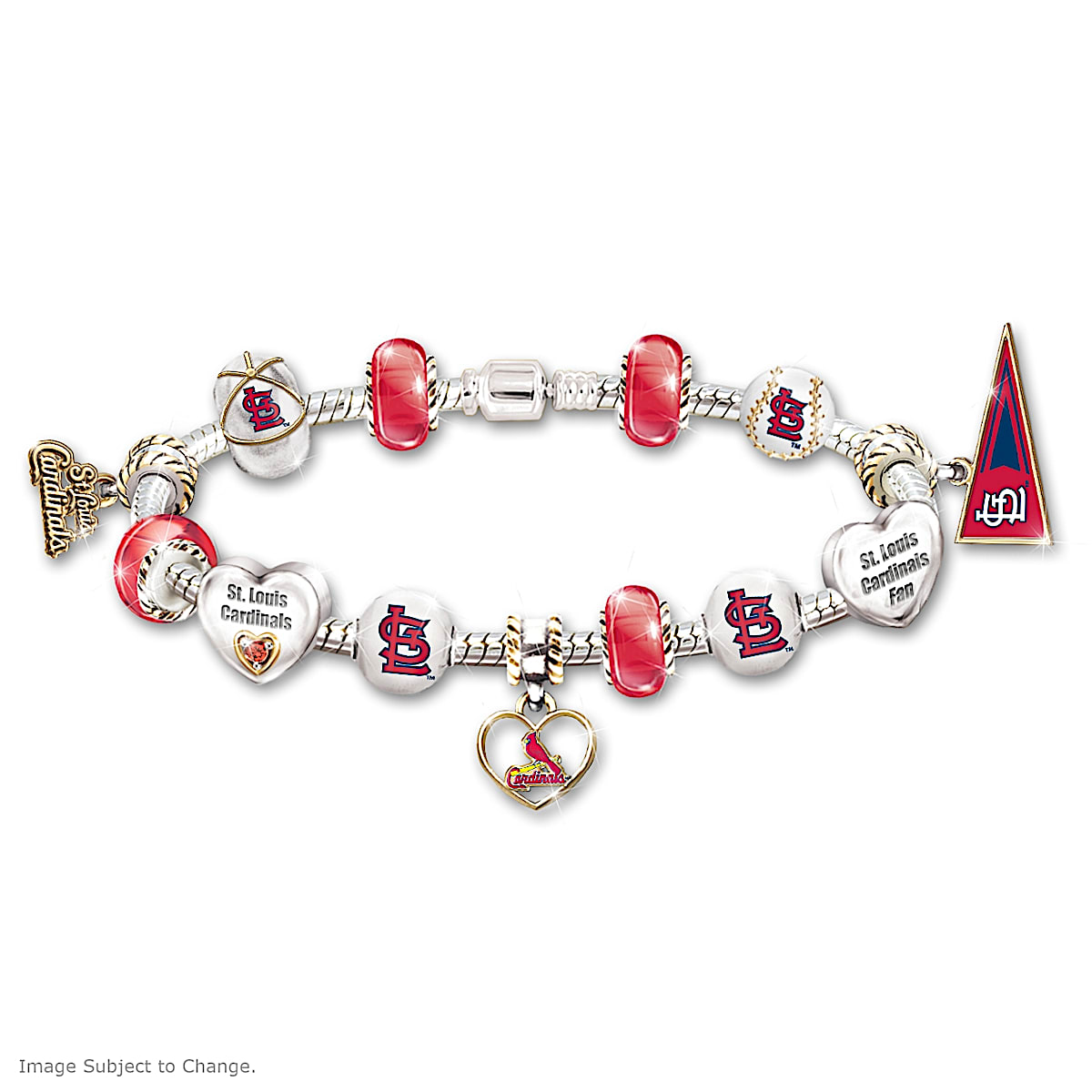 MLB St. Louis Charm Bracelet: Go Cardinals! #1 Fan