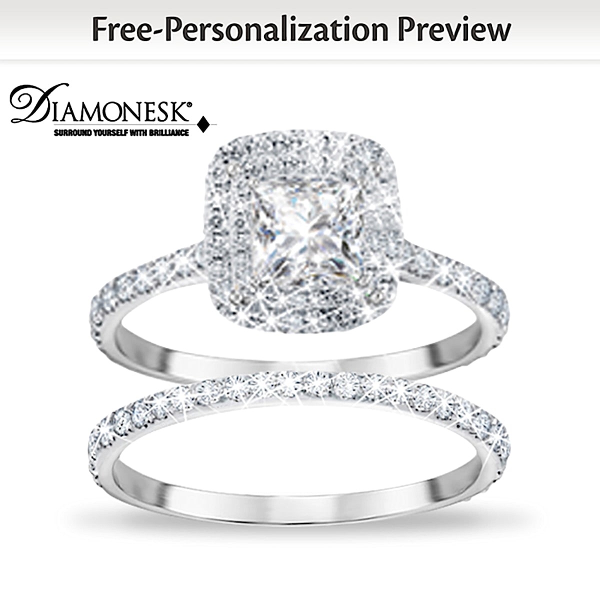Diamonesk bridal ring top set