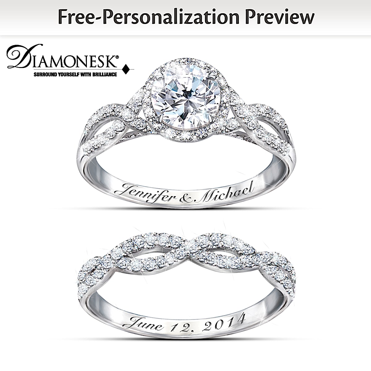 Diamonesk bridal store ring set