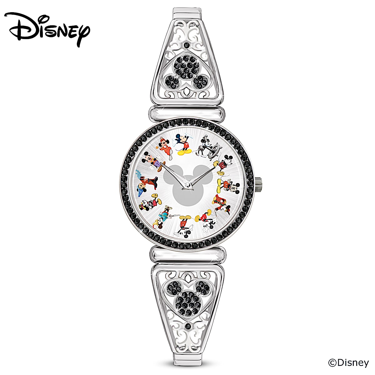Disney Mickey Mouse Through The Years Womens Stretch Watch