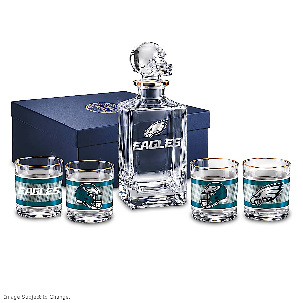 NFL Philadelphia Eagles Five Piece Decanter Set With Glasses