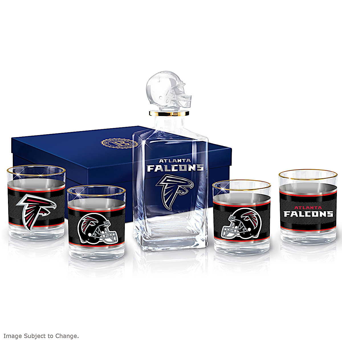 Atlanta Falcons Decanter Gift Set with Wood Gift Box - Football