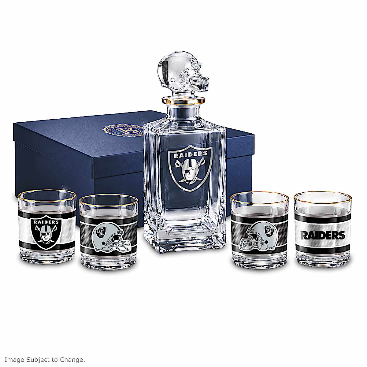 Las Vegas Raiders NFL Glass Decanter Set