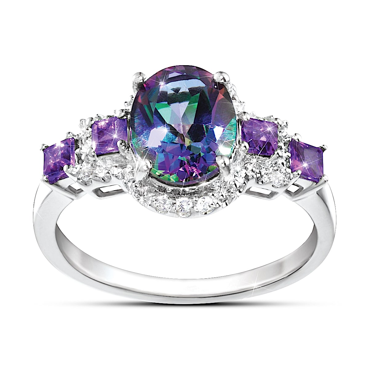 Sterling Silver Mystic Topaz CZ & Ethnic Oxidised Ring - R105650 | Şile  Silver, Jewelry Manufacturer & Wholesaler