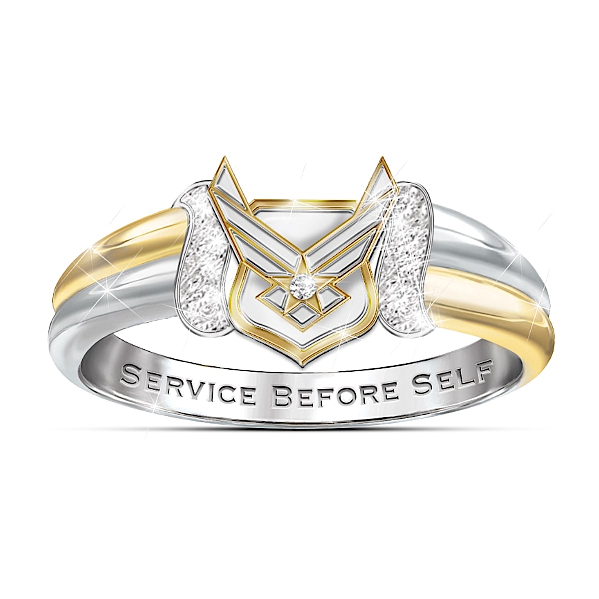 US Air Force Pilot Garnet Cabochon Yellow Gold Ring