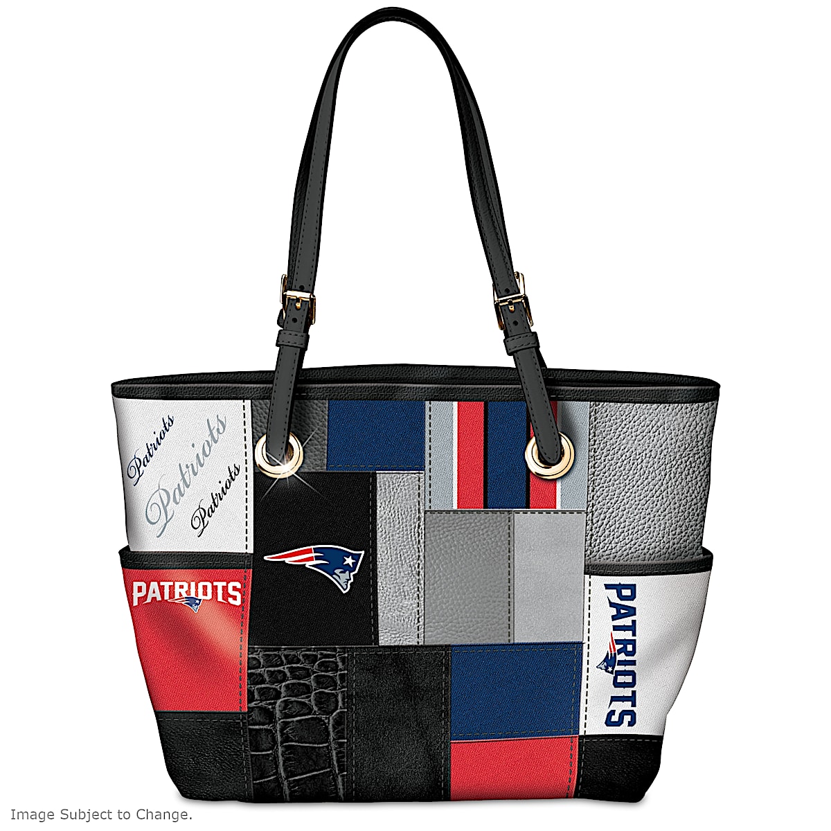 For The Love Of The Game NFL New England Patriots Patchwork Tote Bag