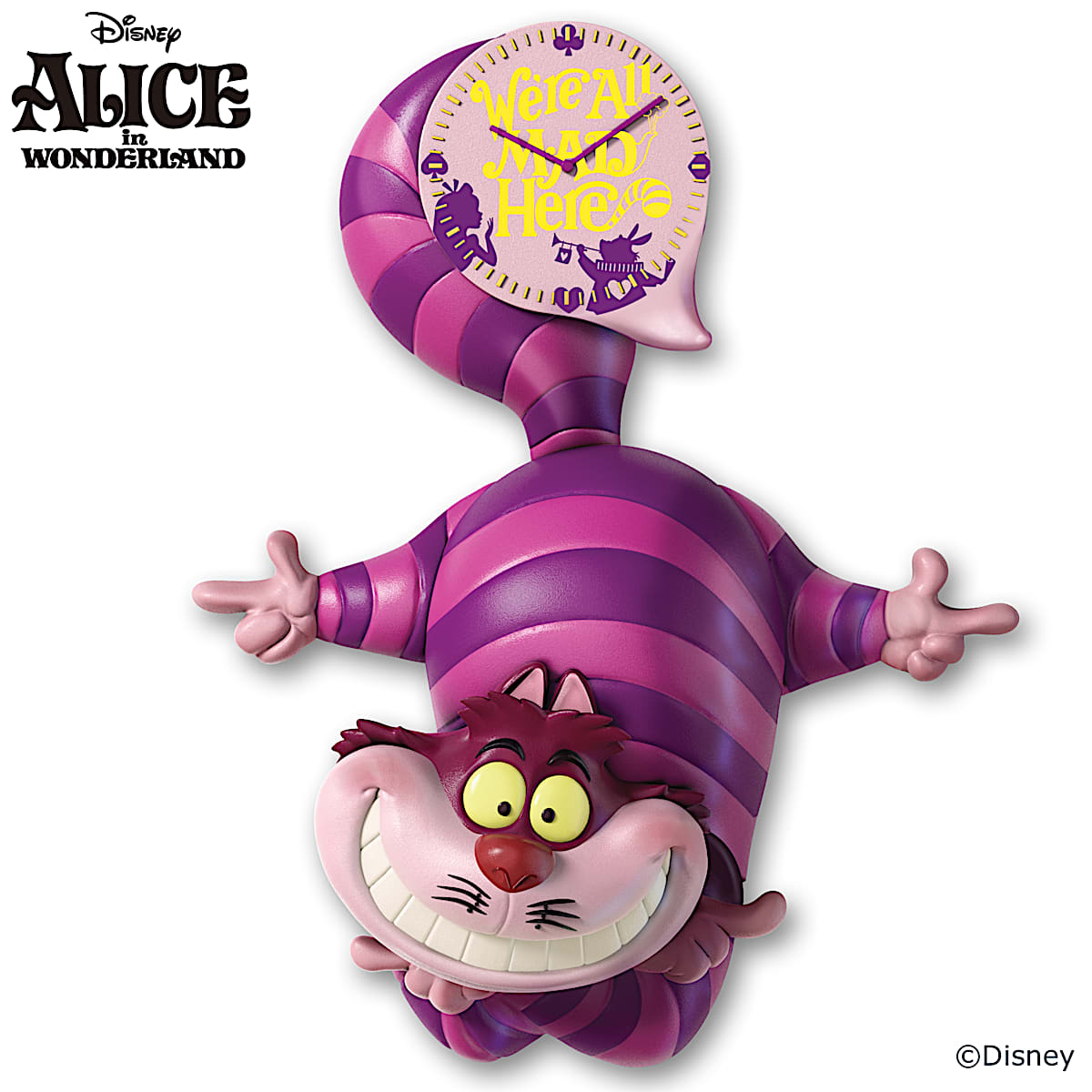 Disney Alice In Wonderland Cheshire Cat Motion Wall Clock Disney Alice In Wonderland Cheshire Cat Motion Wall Clock