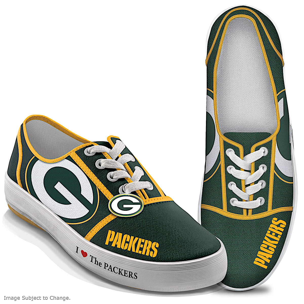 I Love The Green Bay Packers Womens Canvas Shoes