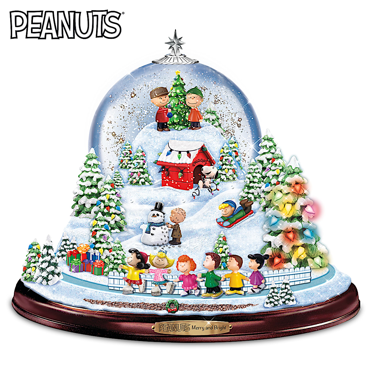 PEANUTS Merry And Bright Christmas Musical Snowglobe