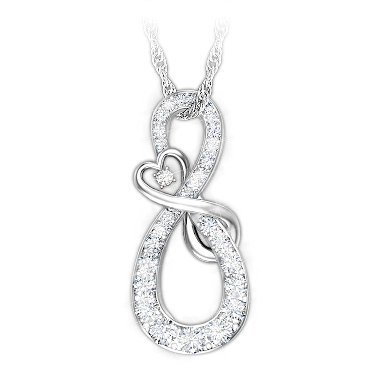 Sterling silver mother top and daughter necklace
