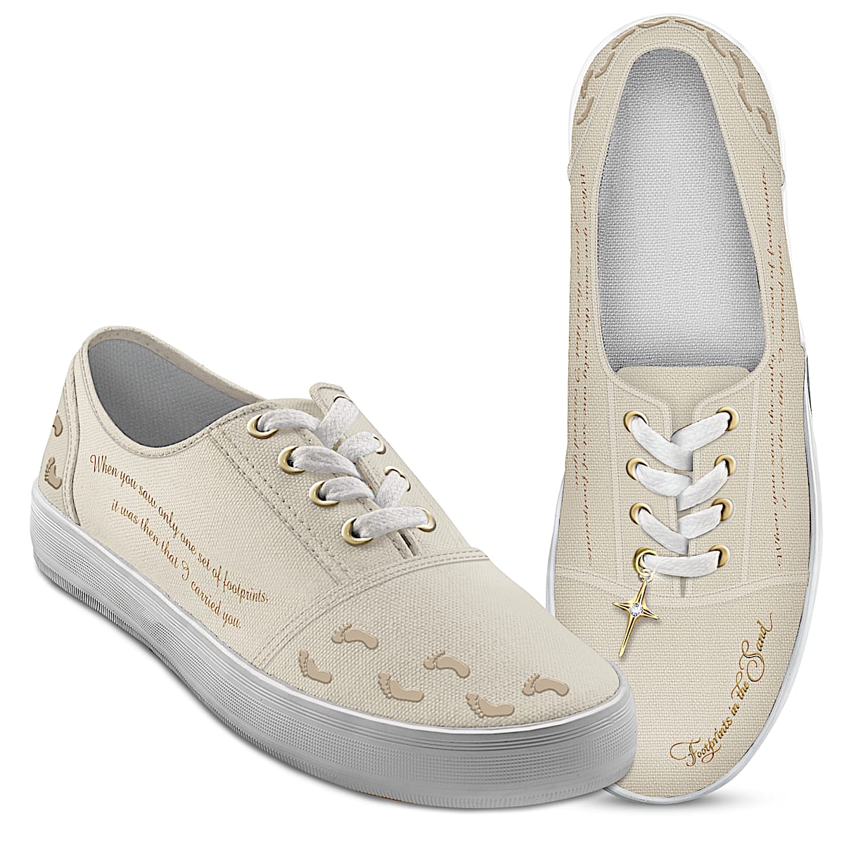Footprints In The Sand Womens Canvas Shoes