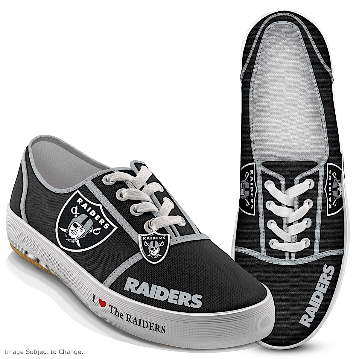 NFL Licensed Las Vegas Raiders Women s Canvas Sneakers