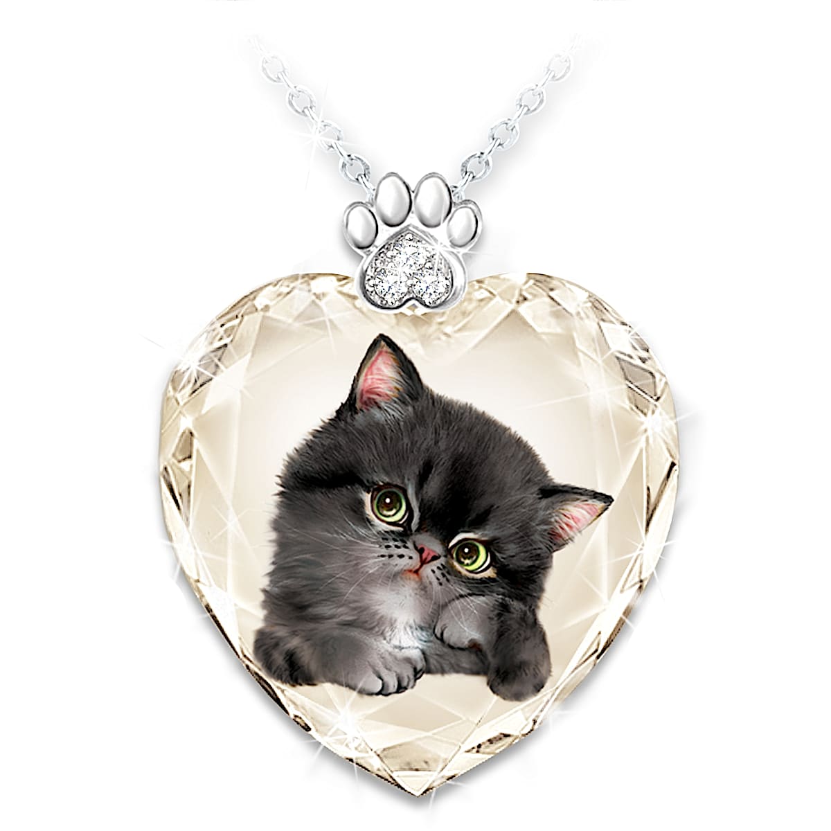 Crystal cat necklace shop