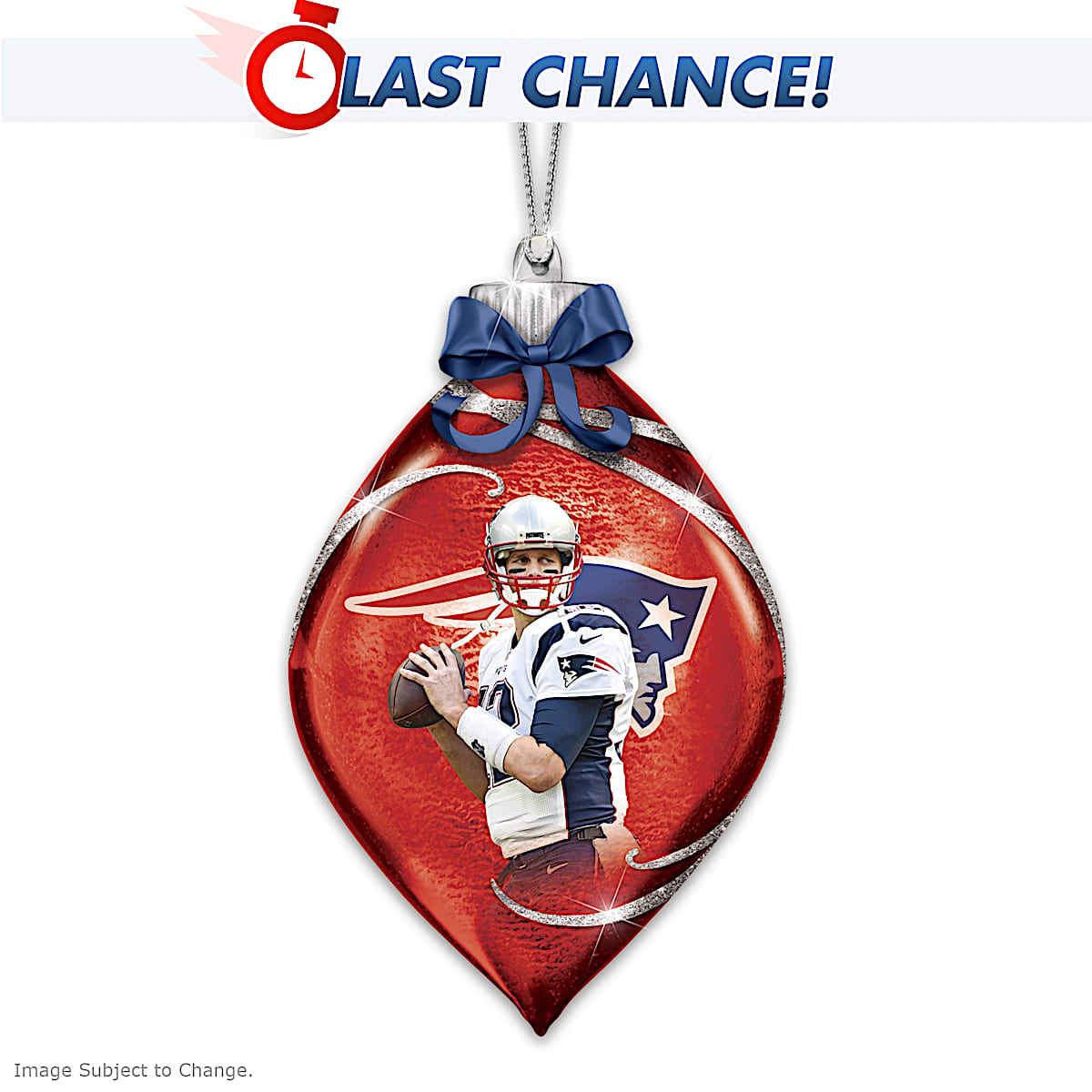 New England Patriots Tom Brady Illuminated Glass Ornament