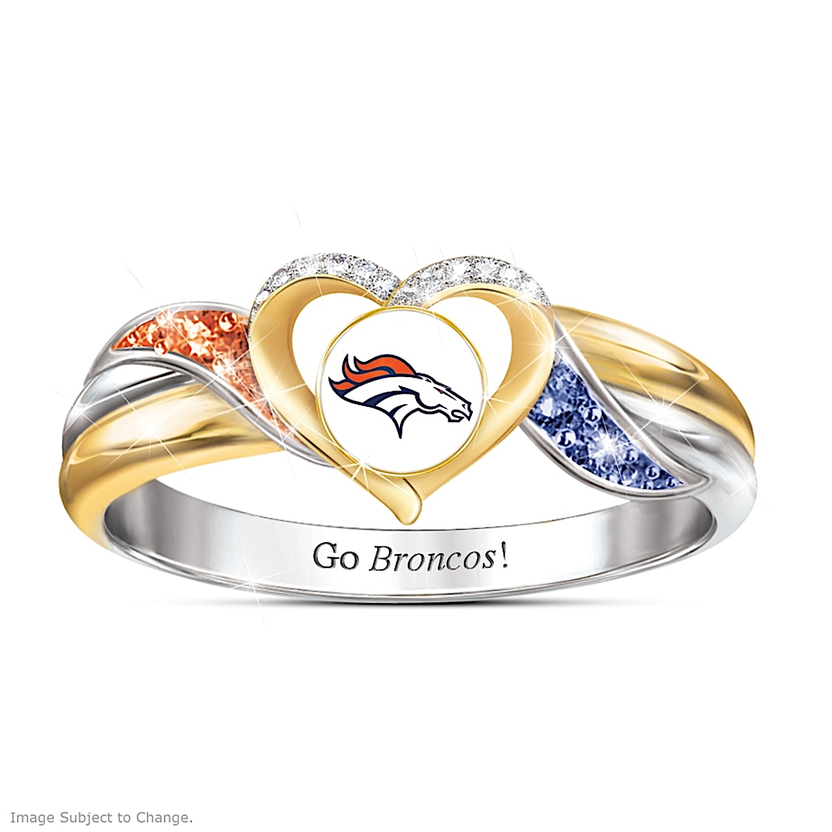 Denver Broncos Women's 18K Gold-Plated NFL Pride Ring