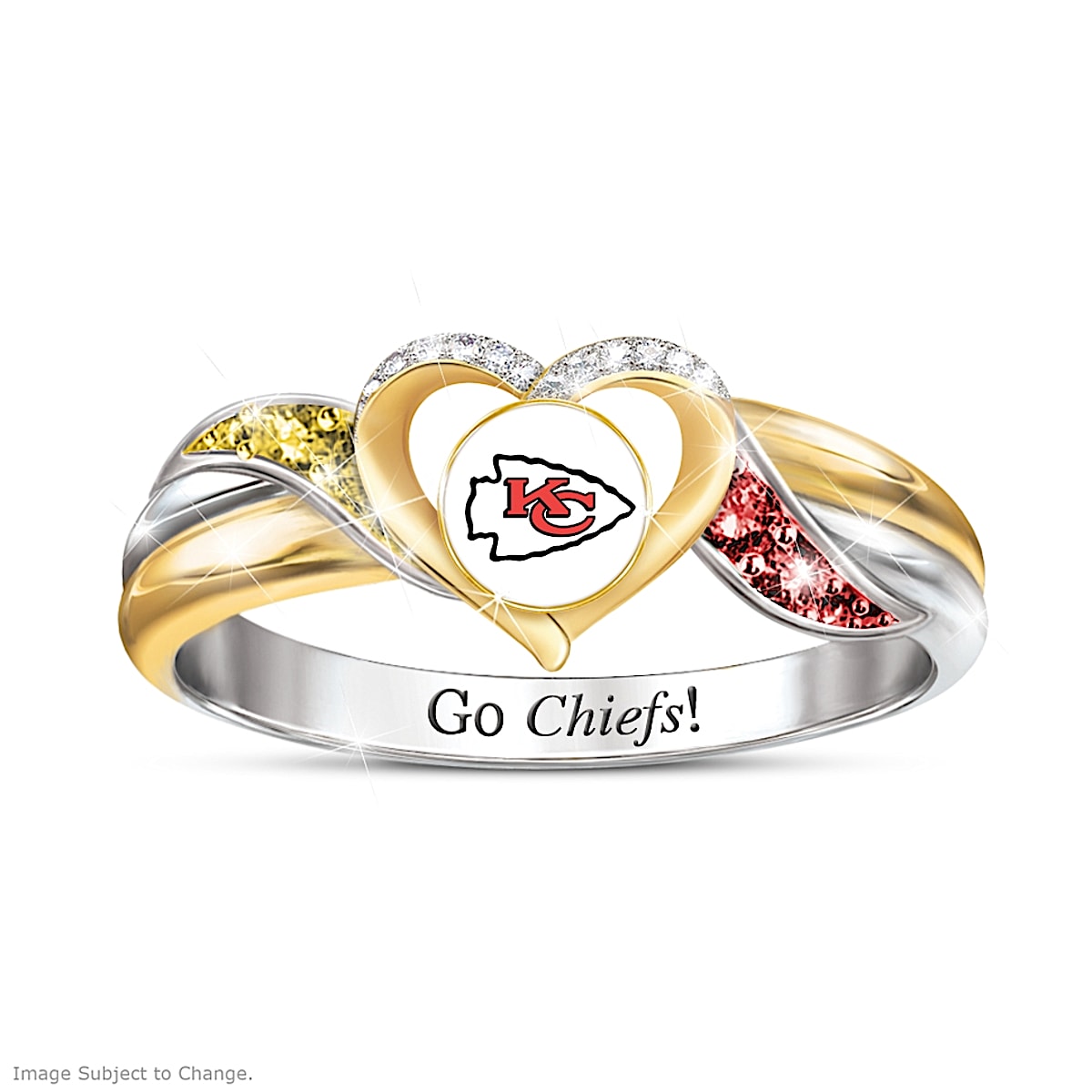 Kansas City Chiefs Pride Womens Sterling Silver HeartShaped NFL Ring