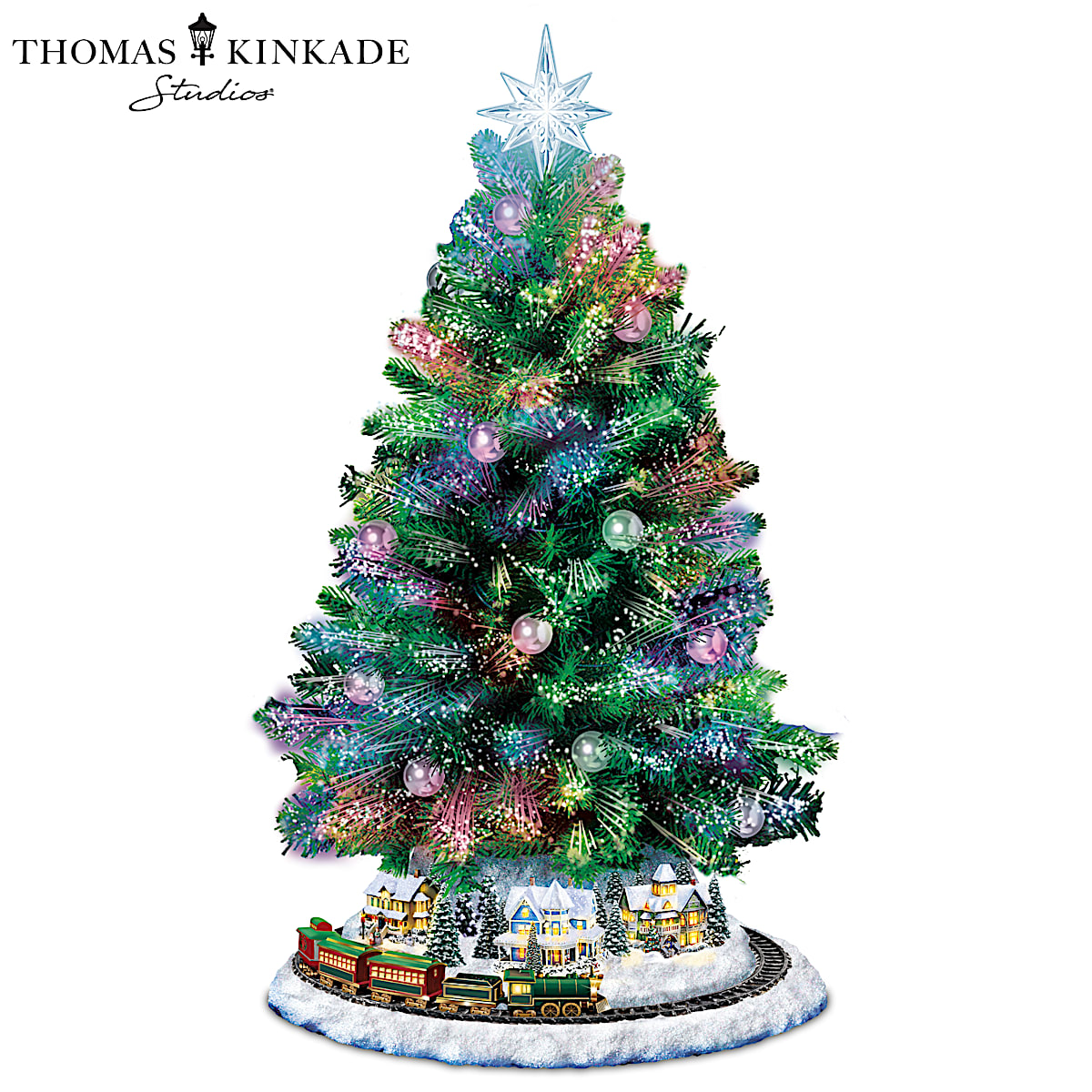 Thomas Kinkade Holiday Sparkle ColorChanging FiberOptic Tabletop