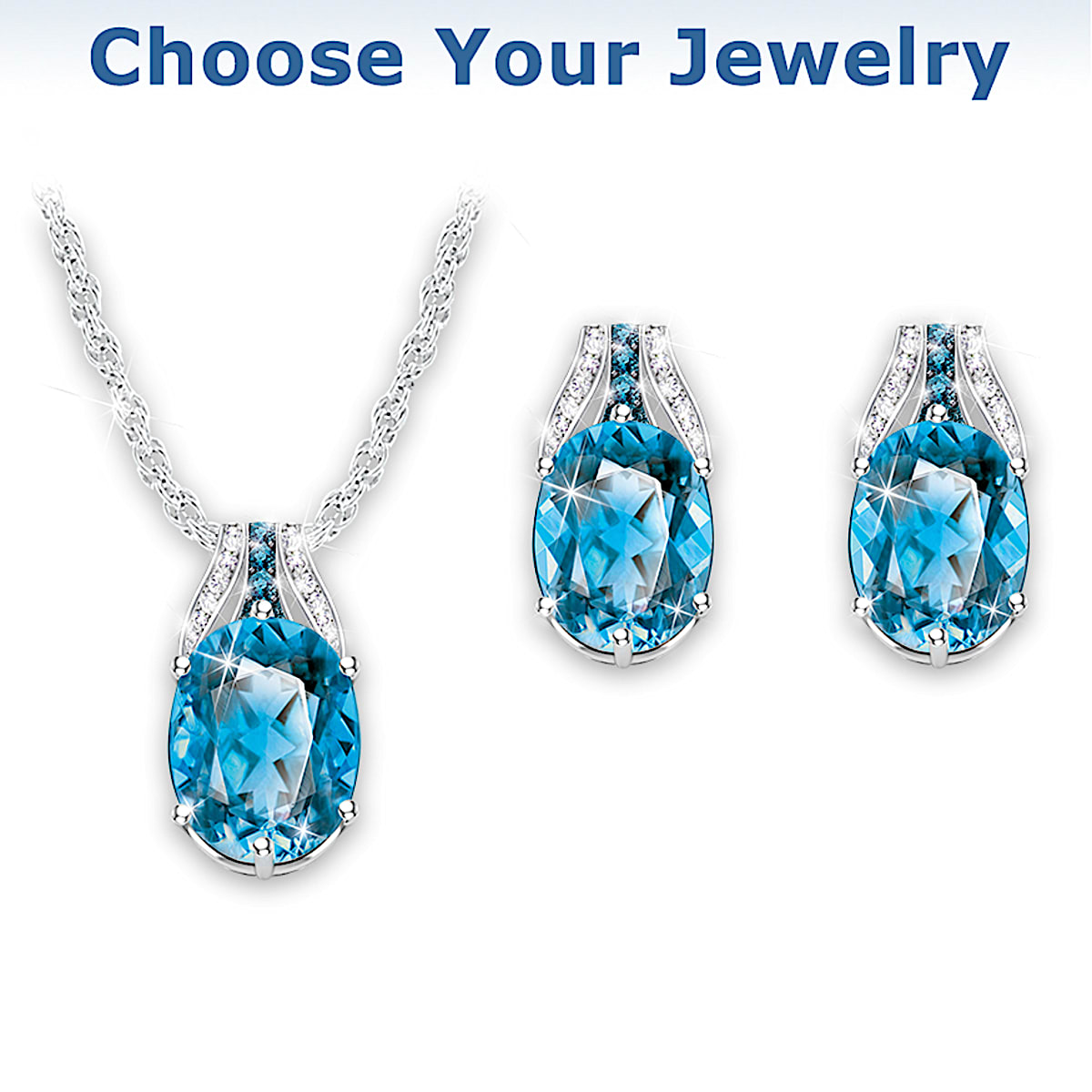 Buy Round Cut Blue Topaz Matching Earrings and Necklace Set in Yellow Gold  Online in India - Etsy