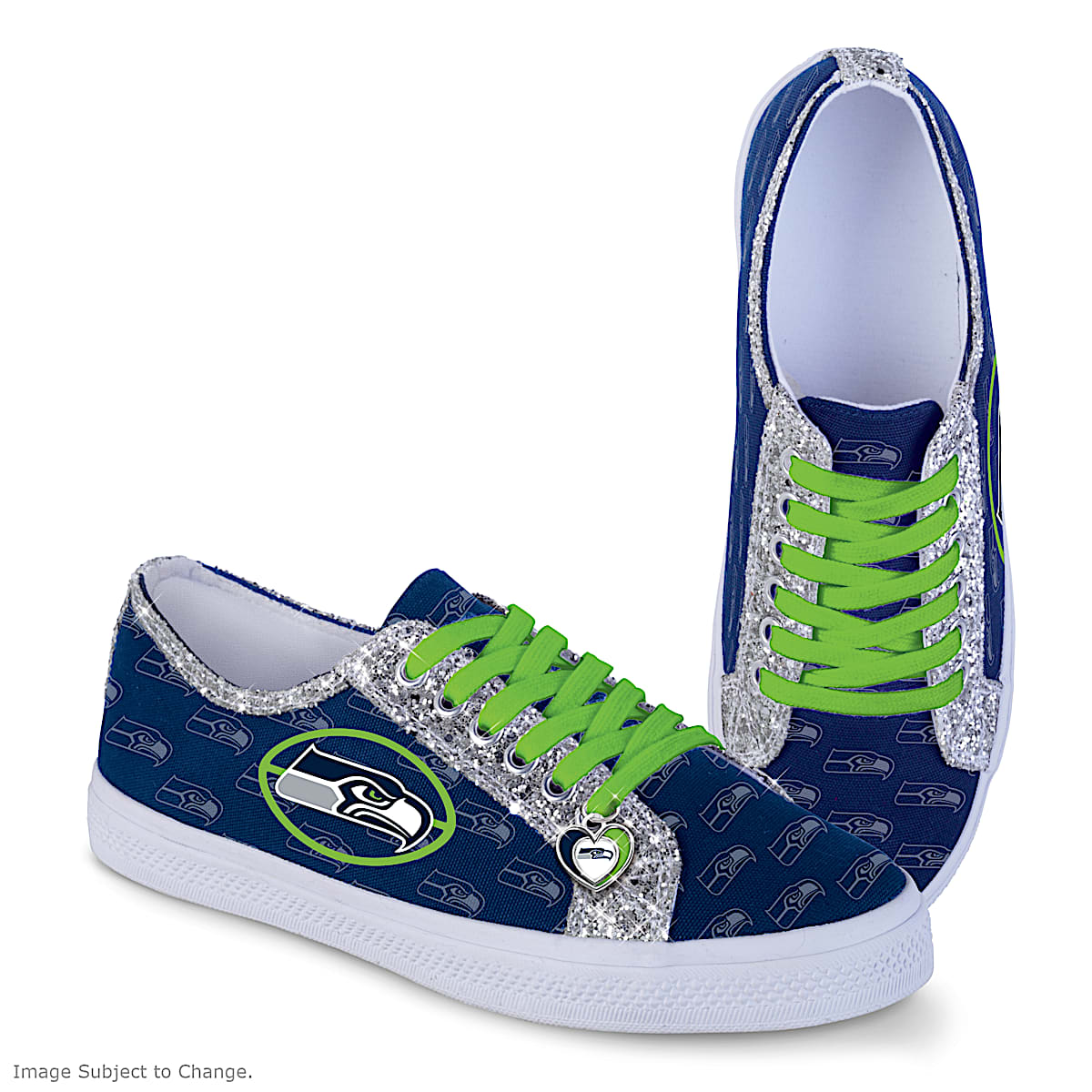 Seattle Seahawks Women s Shoes With Glitter Trim