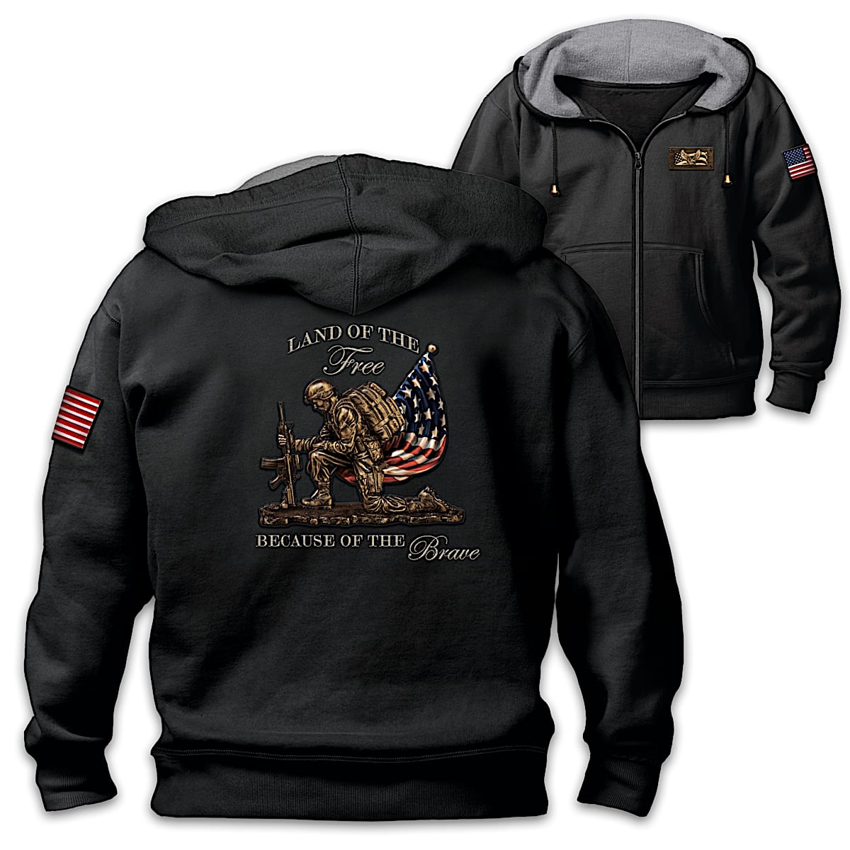 Land of the free because of the brave hoodie store