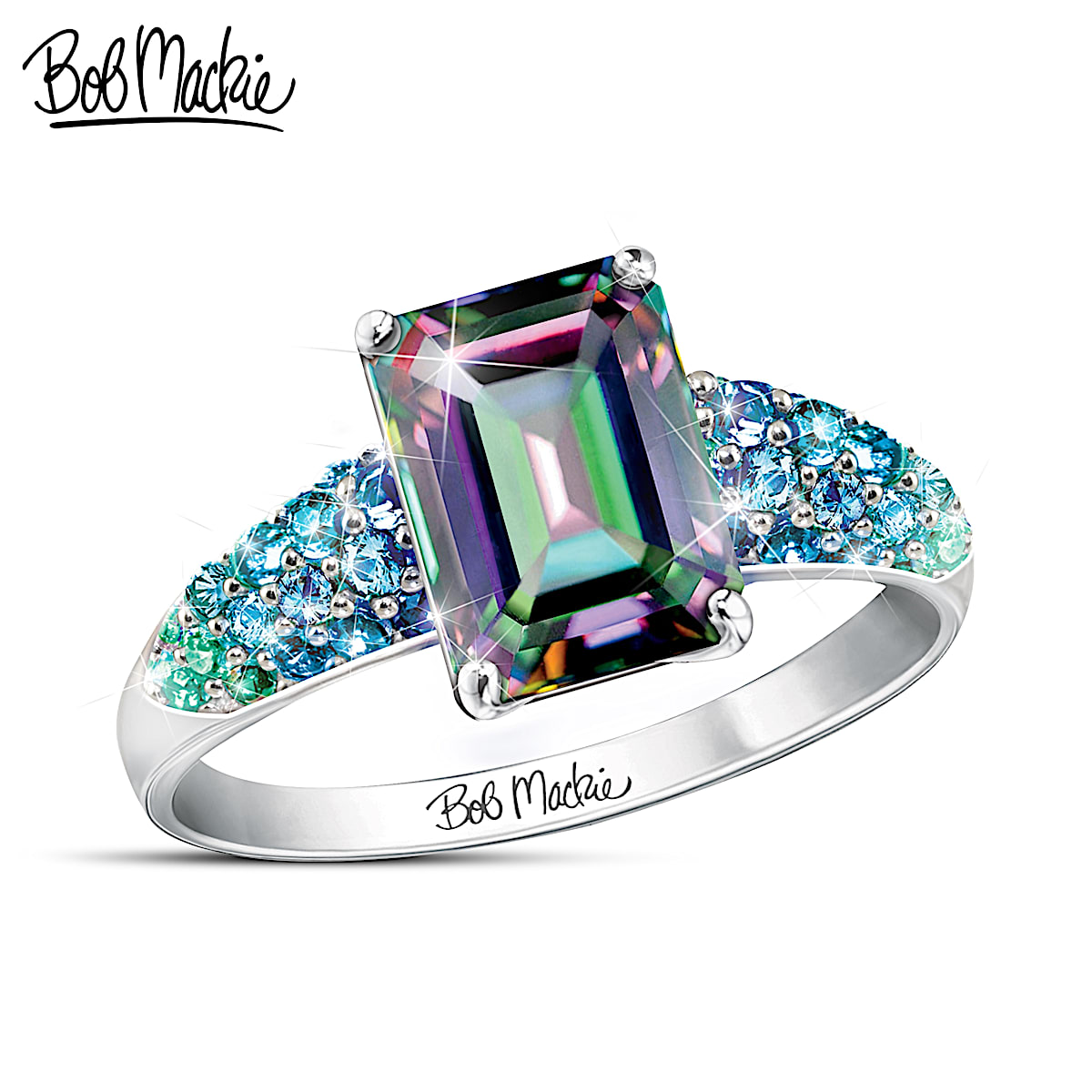Oval Mystic Topaz Petal Solitaire Ring | LUO