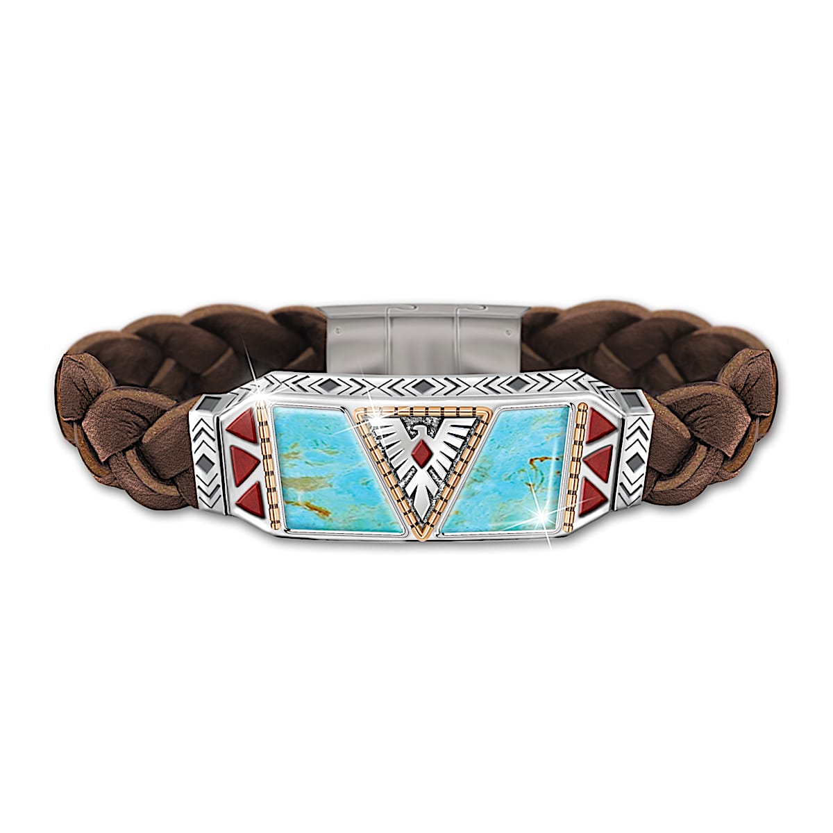 Native Spirit Mens Turquoise Bracelet Featuring Sculpted