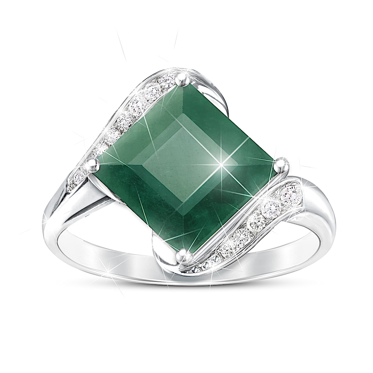 Green Onyx & White Topaz Ring (GRO-RDR-2292) | Rananjay Exports