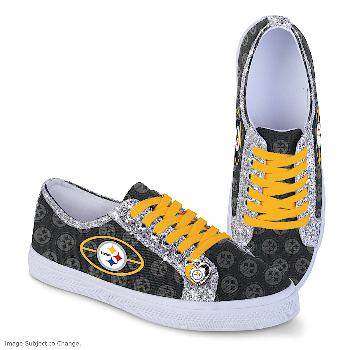 Pittsburgh Steelers Ever-Sparkle Womens NFL Canvas Shoes With