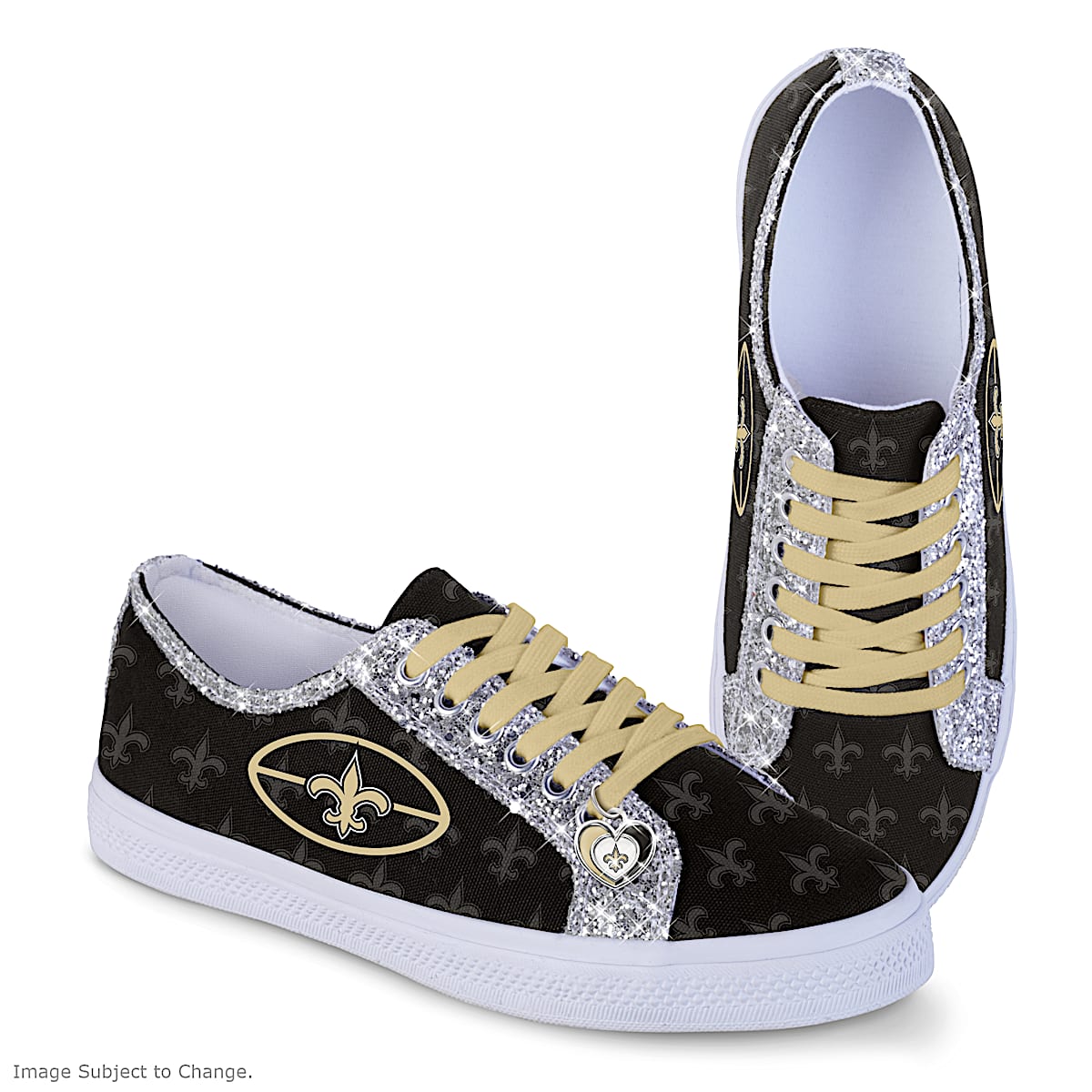 New Orleans Saints Ever Sparkle Womens NFL Canvas Shoes With