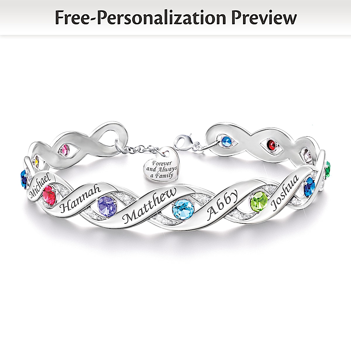 Bracelet with name and birthstone shop