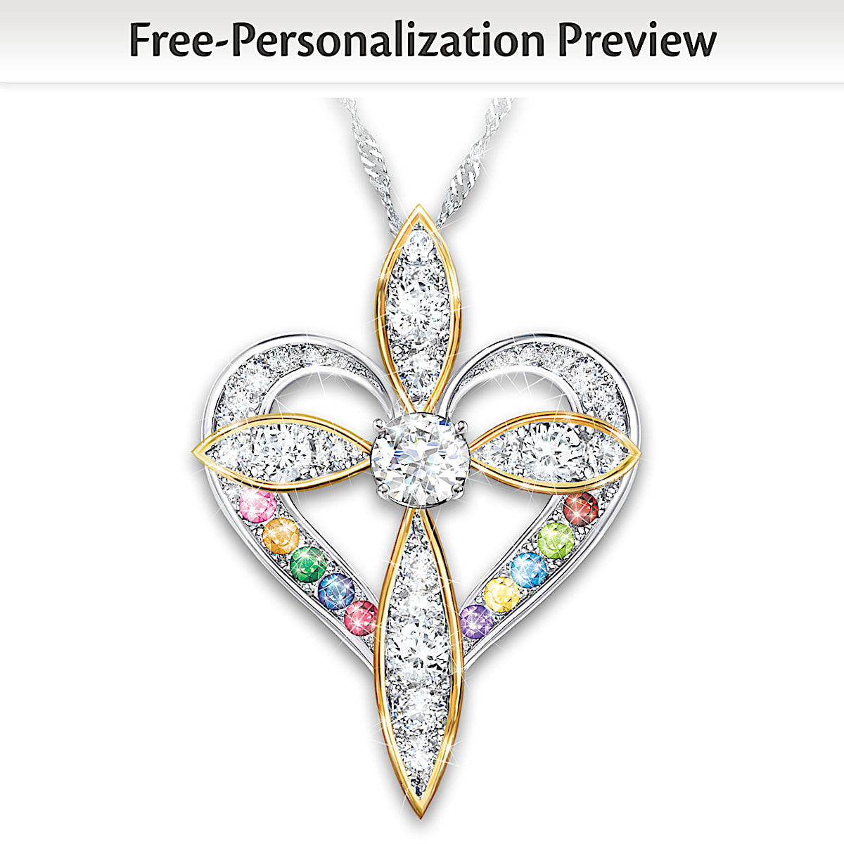 Family birthstone new arrivals cross necklace