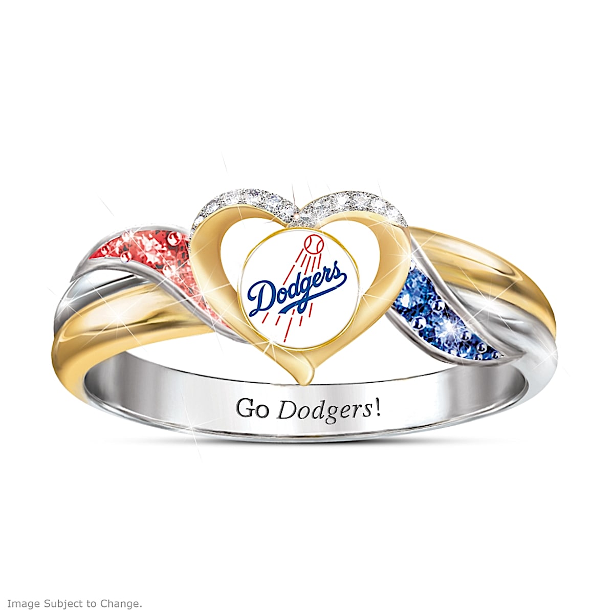 Los Angeles Dodgers MLB Womens Sterling Silver Pride Ring
