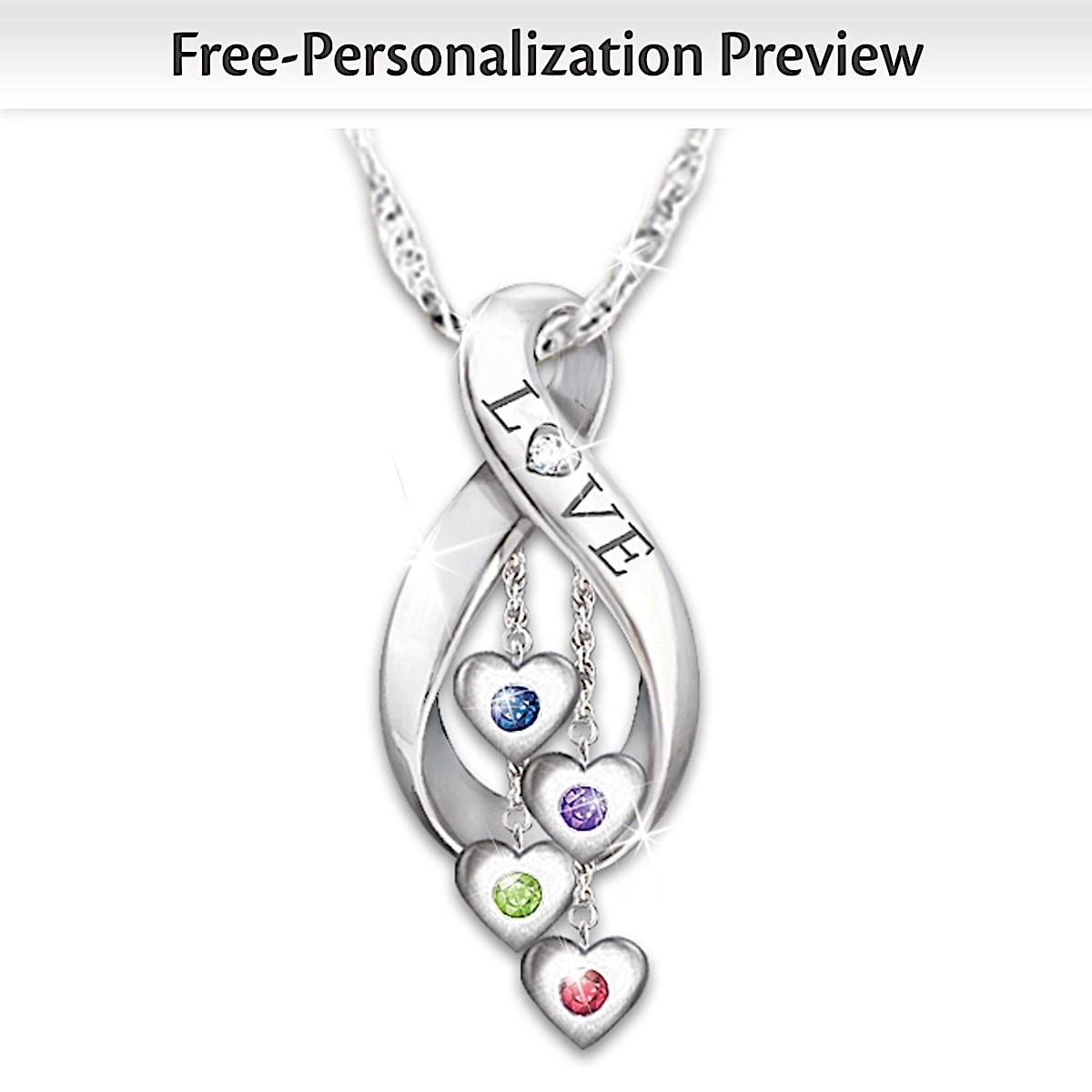 Infinite Love Womens Personalized Family Birthstone & Diamond Pendant ...