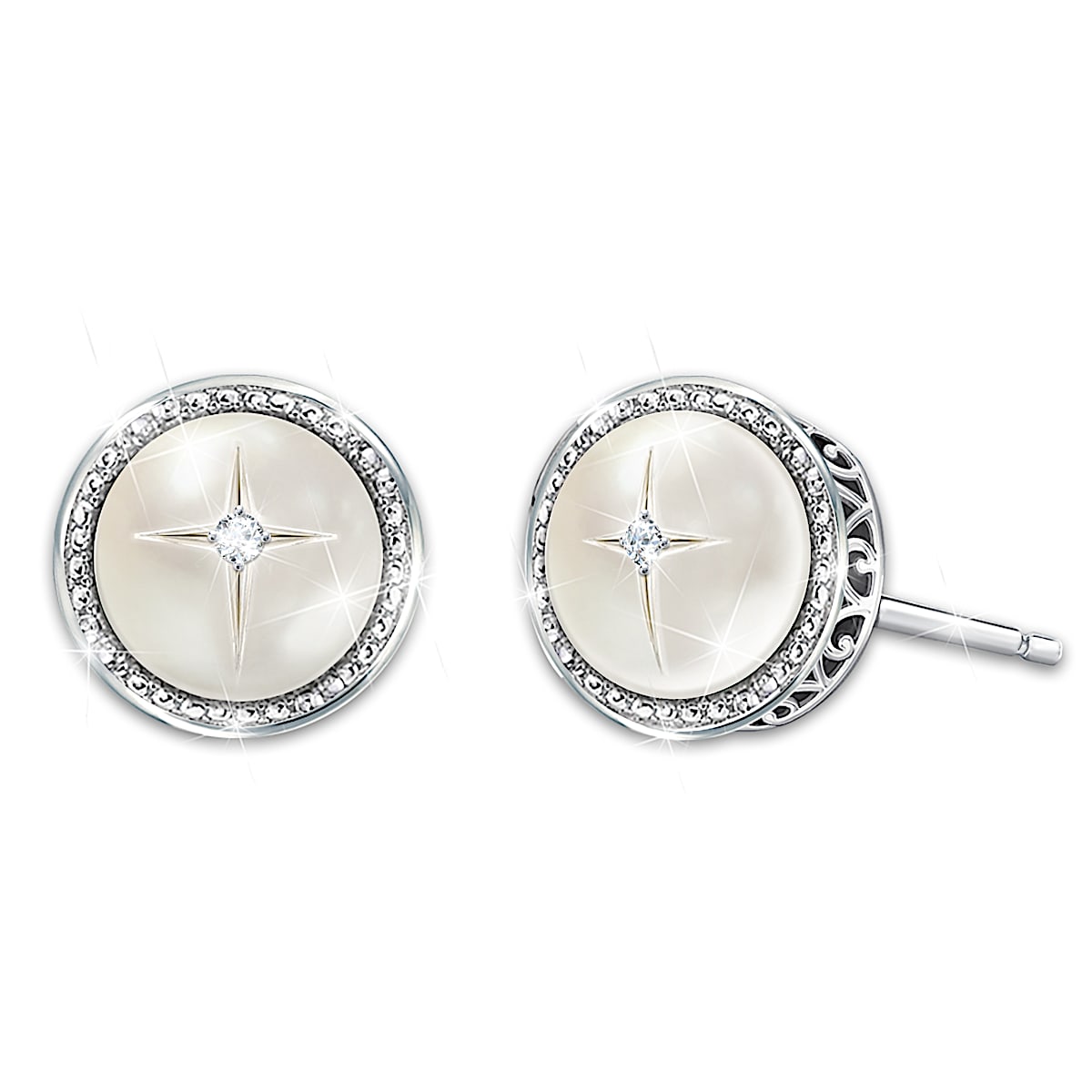 Diamond Shaped Sterling Silver/Mother of Pearl Fish Hook Earrings - Mima's  Of Warwick, LLC