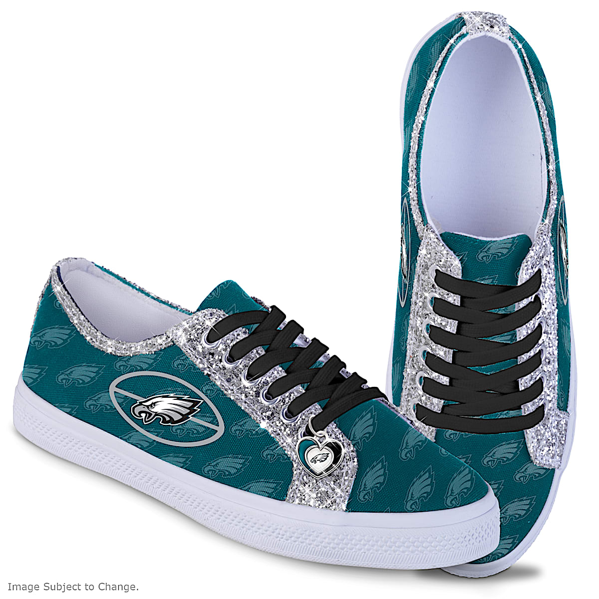 Philadelphia Eagles Ever-Sparkle Womens NFL Canvas Shoes With