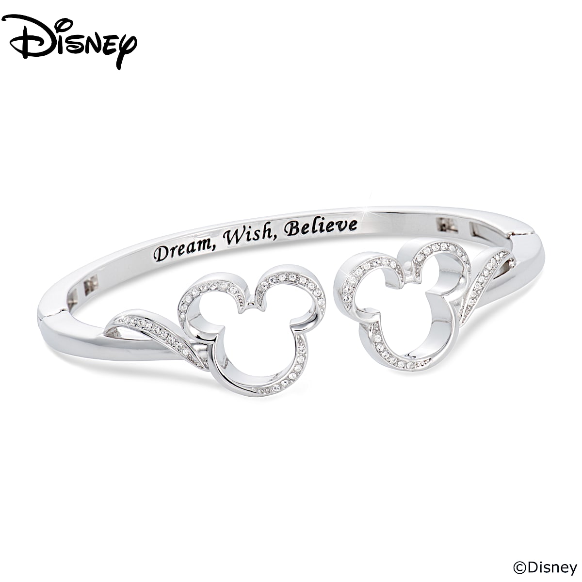 Disney Believe Womens Rhodium Plated Bracelet With 2