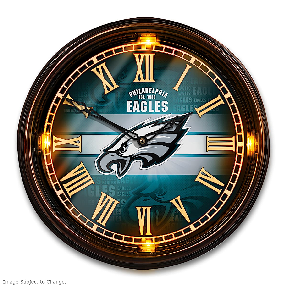 Philadelphia Eagles NFL Outdoor Illuminated Atomic Wall Clock With