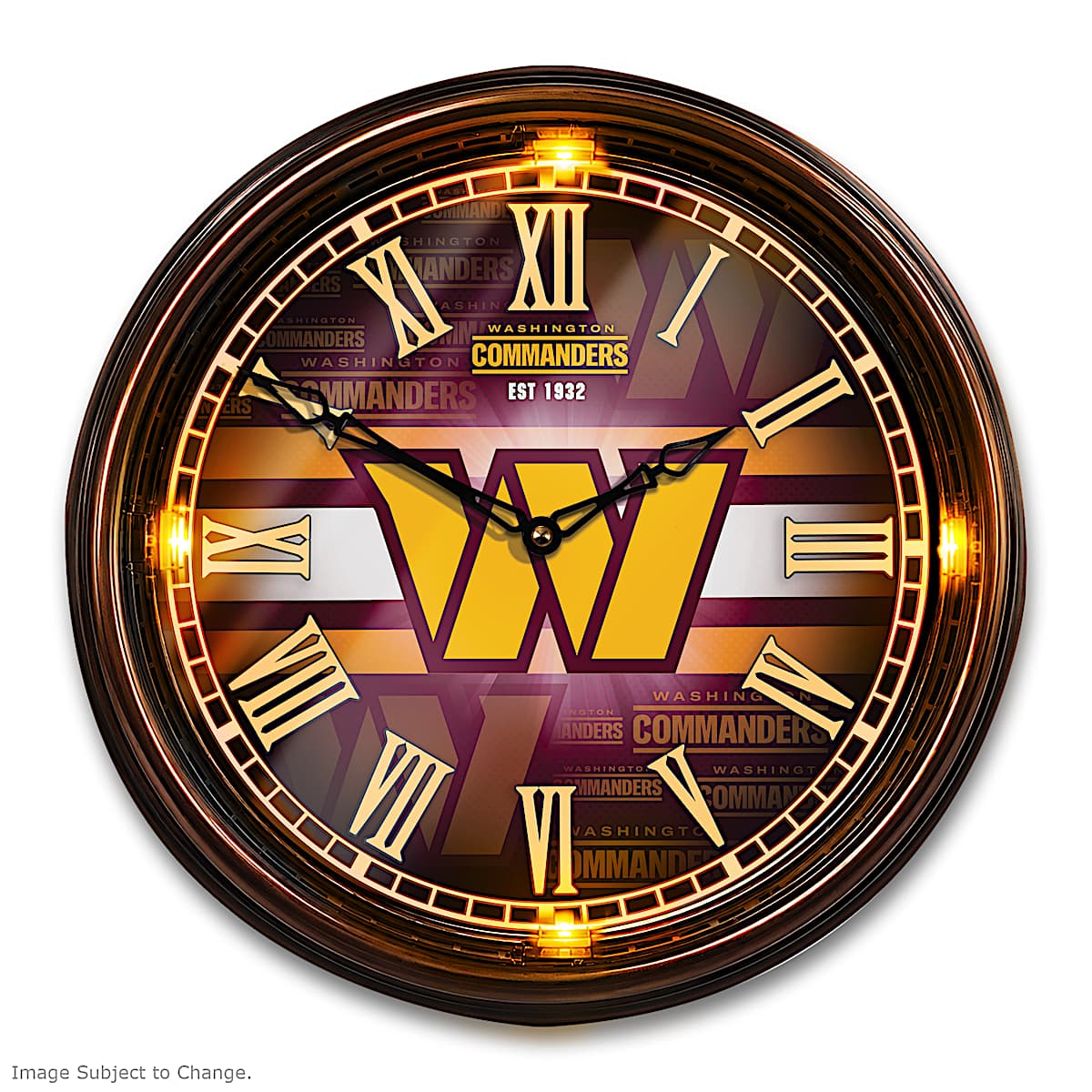 Washington Commanders Clock Washington Commanders NFL Outdoor Illuminated Atomic Wall Clock ...