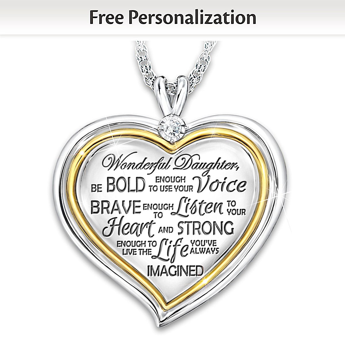 A Loving Parents Words Of Wisdom Personalized Heart Shaped Pendant