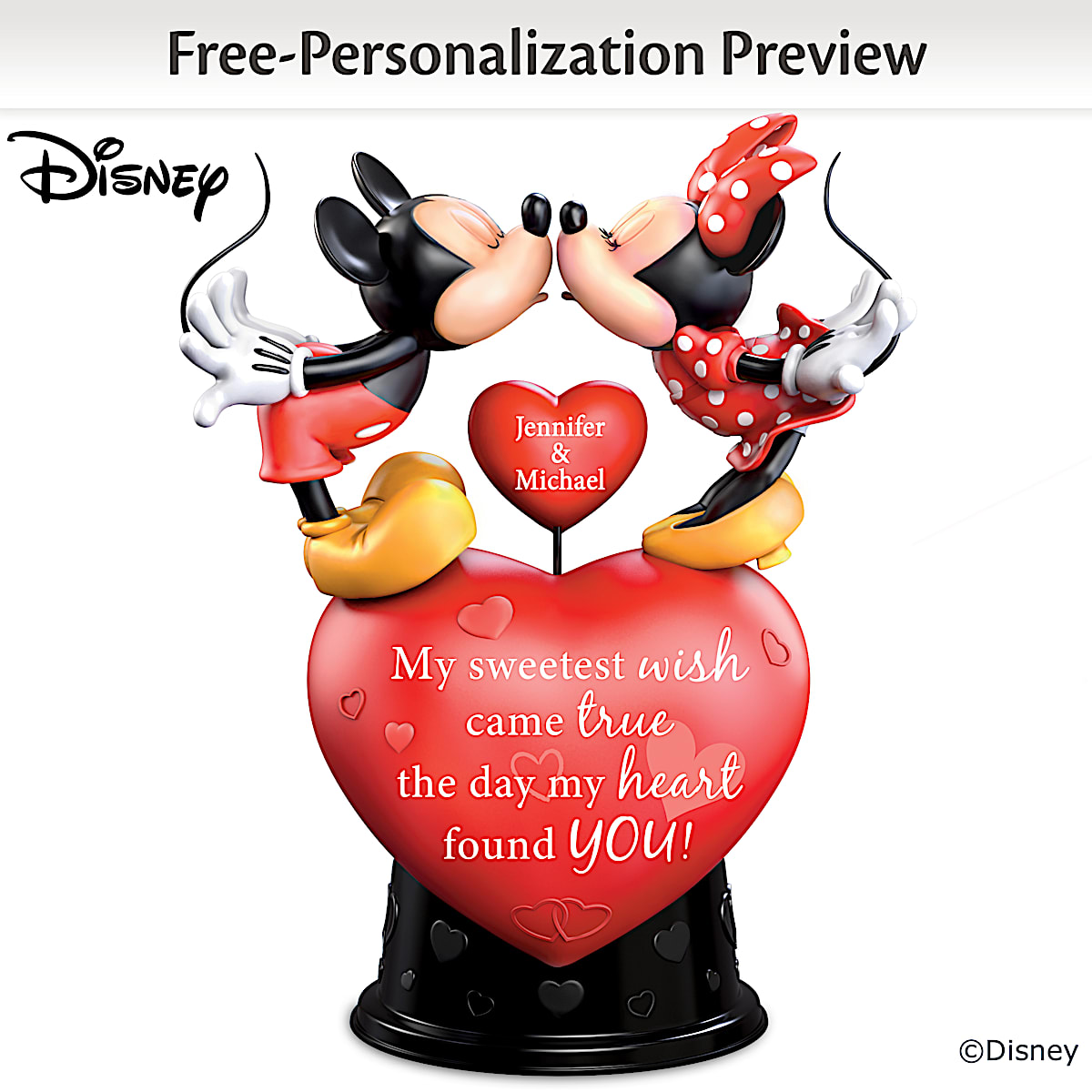 Disney Mickey Mouse And Minnie Mouse HandPainted HeartShaped