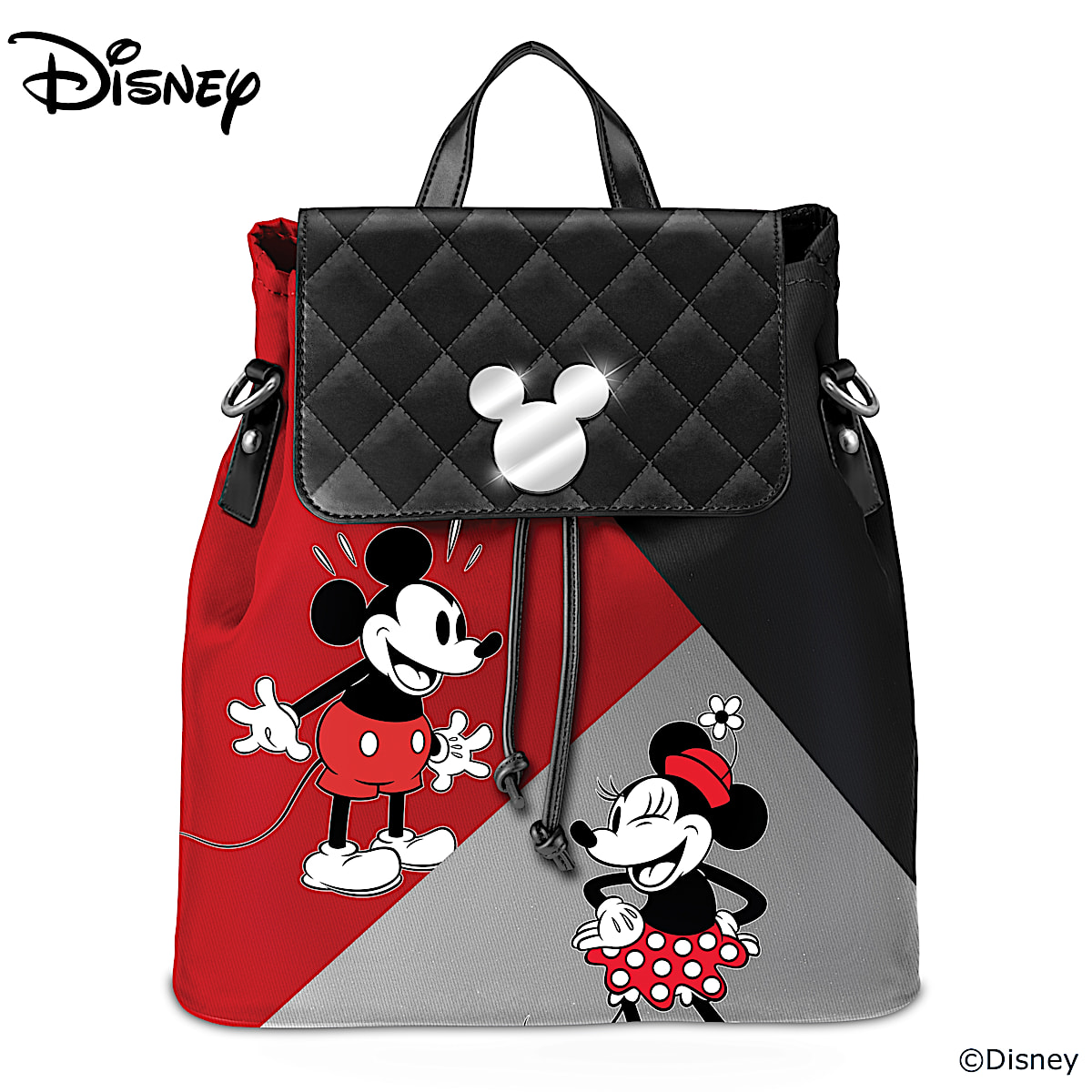 Disney Sweethearts Womens Convertible Backpack That Can Be Worn Several Ways Features Mickey Mouse Minnie Mouse Artwork