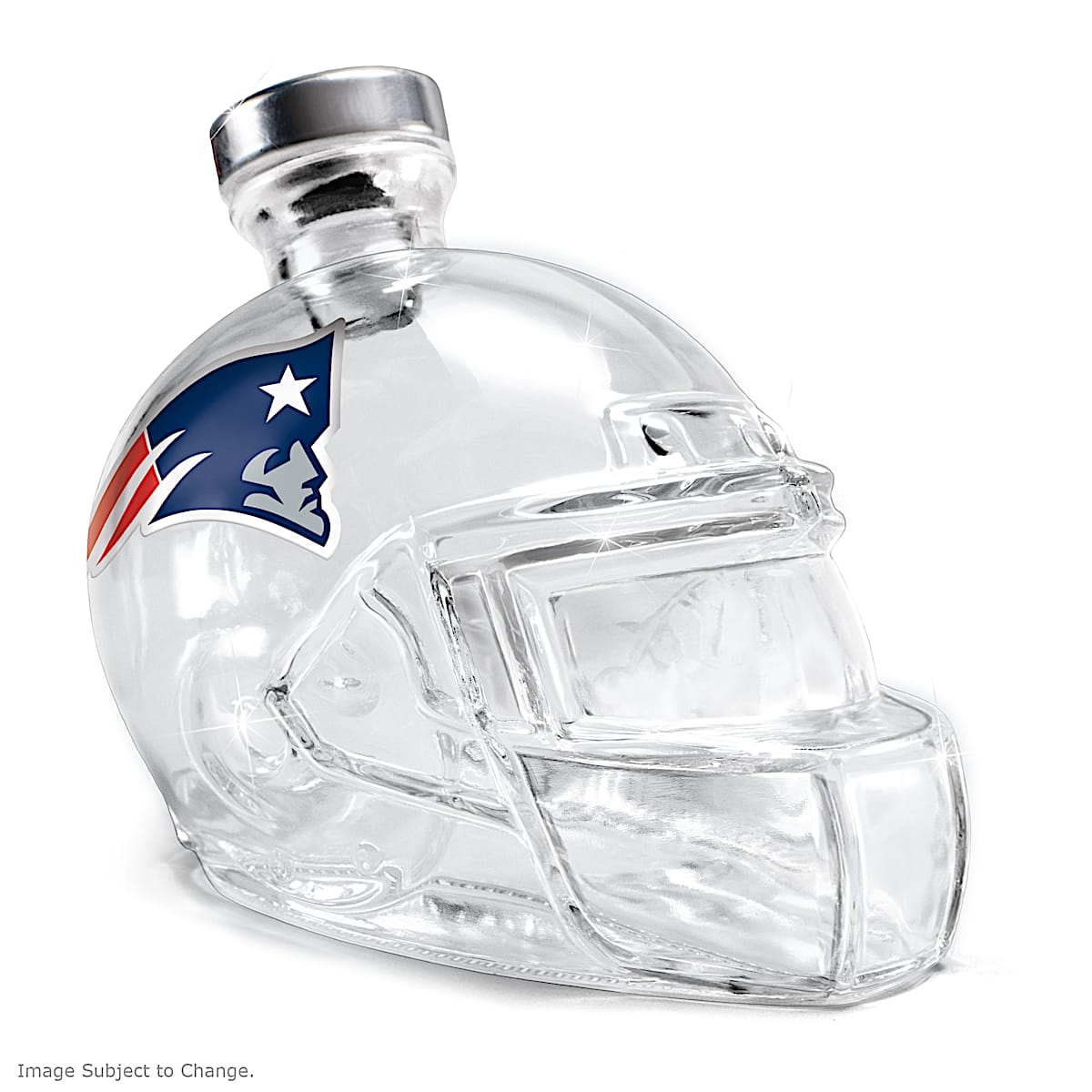 New England Patriots NFL Helmet Glass Decanter Featuring Team