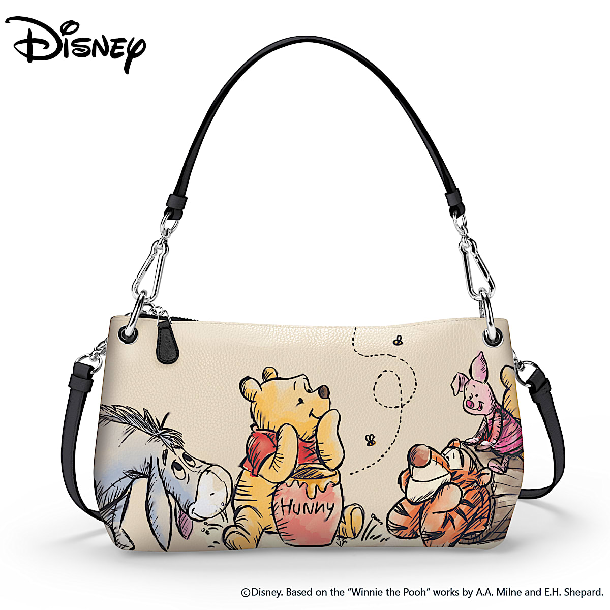 Disco mar Mediterráneo cosa Disney Winnie The Pooh Womens Convertible Handbag That Can Be Worn 3 Ways &  Features Artwork Based On The Work By E.H. Shepard